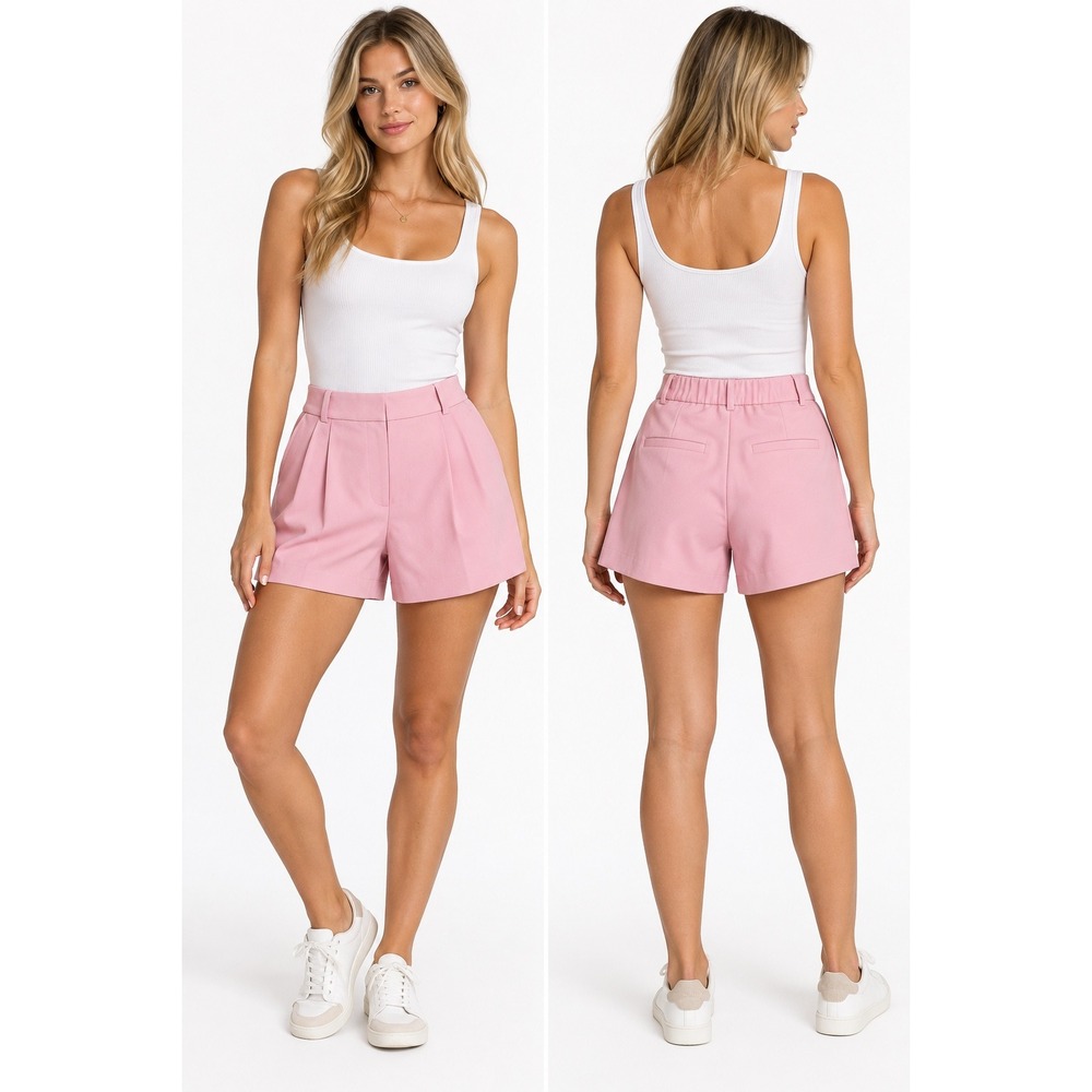 Abercrombie & Fitch Pleated Shorts 6 Pink High Rise Tailored Barbiecore Preppy